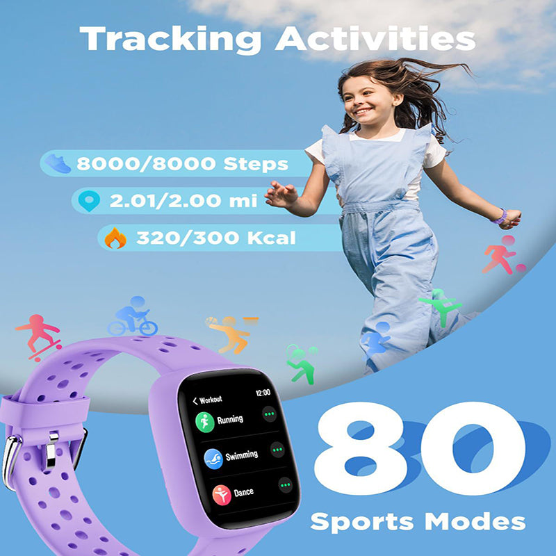 Blue Kids Smart Watch Fitness Tracker with Pedometer Heart Rate Monitor and 14 Sport Modes IP68 Waterproof Watch for Boys and Girls