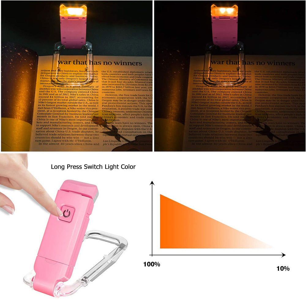 2-PCS Pink Mini USB Rechargeable LED Book Light Eye Protection Reading Lamp with Adjustable Clip and Brightness for Kids Students Travel