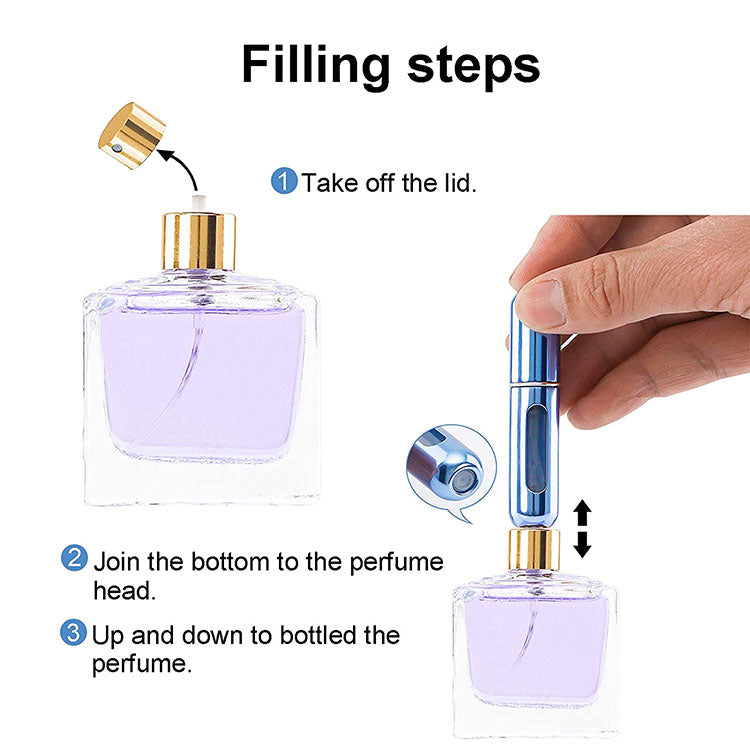 5-Pcs Silver 5ml Refillable Perfume Atomizer Portable Bottom Fill Travel Spray Bottle for Fragrance and Aftershave Australian Travel Essential