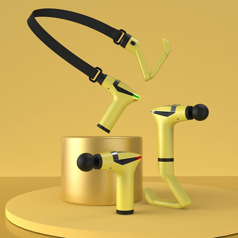 Yellow Professional Massage Gun with Extension Handle and Back Strap 12 Speeds Deep Tissue Muscle Relief for Home Gym and Australian Athletes
