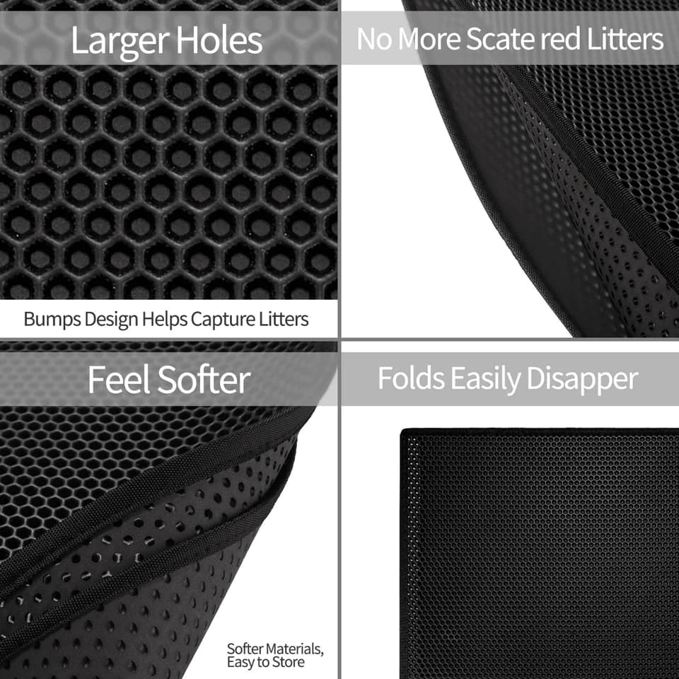 2-PCS Grey Double Layer Cat Litter Mat Honeycomb Design Waterproof EVA Trapping Mat for Litter Box Tracking Control 40x50cm Easy Clean Australian Pet Supplies