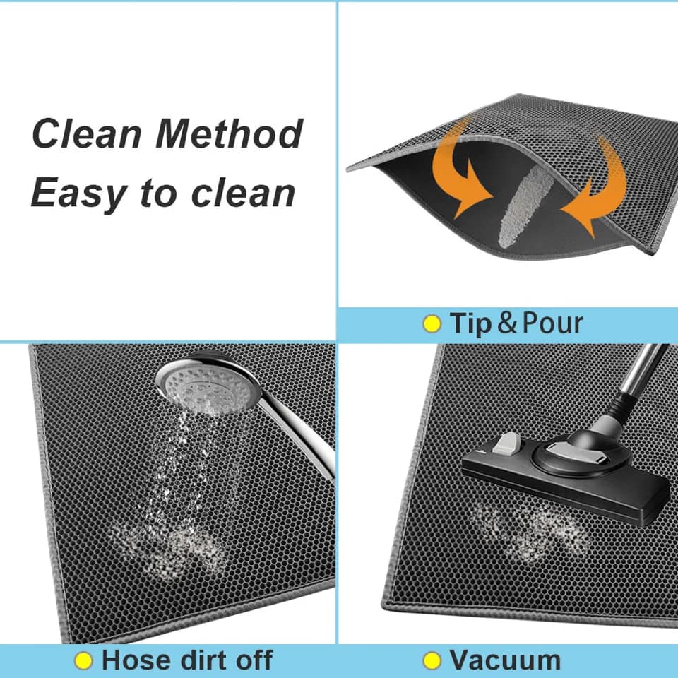 2-PCS Blue Double Layer Cat Litter Mat Honeycomb Design Waterproof EVA Trapping Mat for Litter Box Tracking Control 40x50cm Easy Clean Australian Pet Supplies