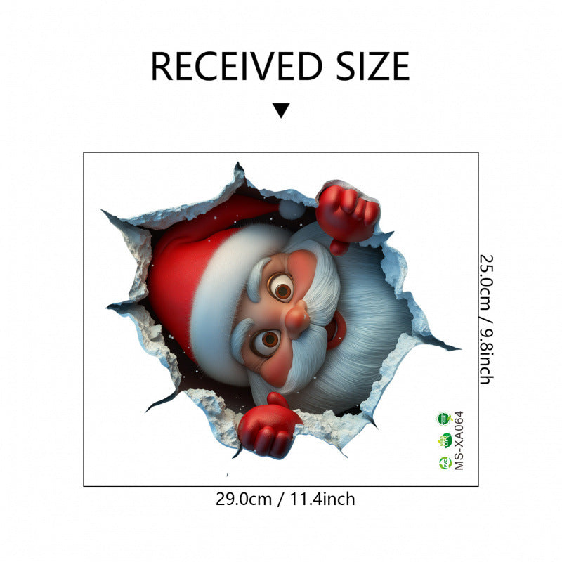 10 PCS Creative 3D Santa Claus Peeking Through Wall Christmas Wall Sticker for Australian Homes