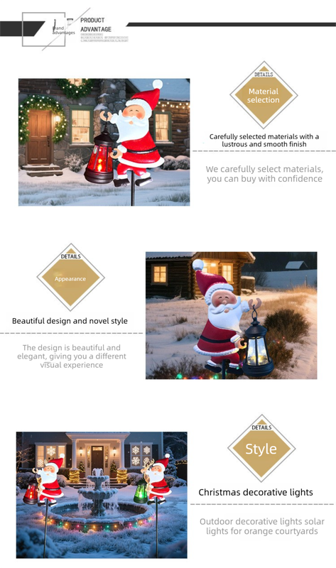 Warm white light Solar Powered Christmas Garden Stake - Metal Santa with Watering Can & LED Waterfall - 82cm Outdoor Yard Decoration