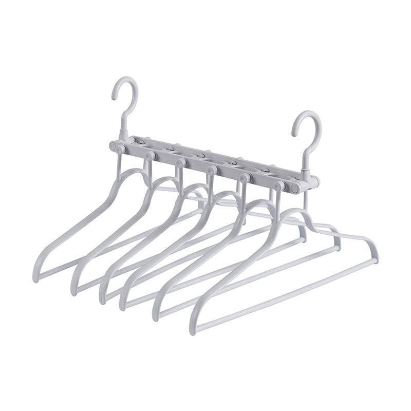 2-SET Space-Saving 6-in-1 Foldable Hanger Set Multi-Functional Closet Organizer Clothes Drying Rack with Pant Clips (Gray & Gray Clip Upgrade Edition) Ideal for Homes and Dorm Rooms