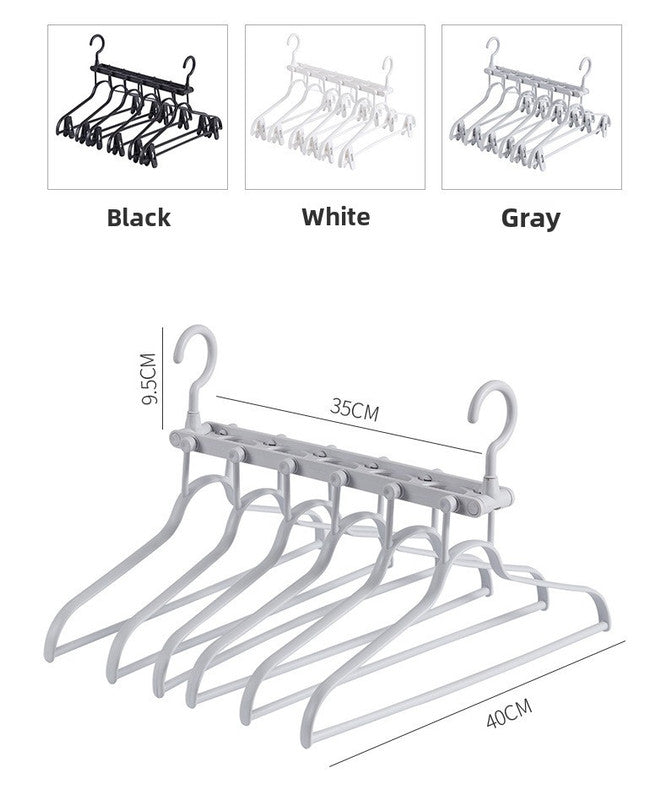 2-SET Space-Saving 6-in-1 Foldable Hanger Set Multi-Functional Closet Organizer Clothes Drying Rack with Pant Clips (Gray & Gray Clip Upgrade Edition) Ideal for Homes and Dorm Rooms