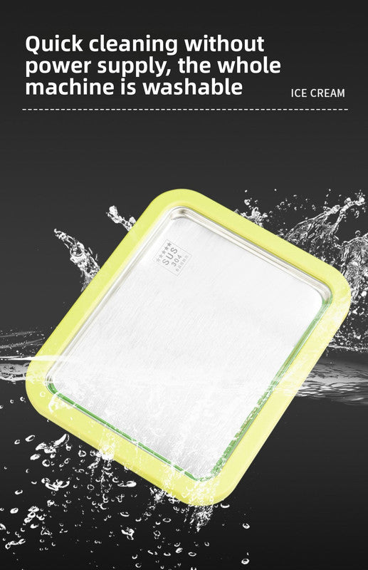 White DIY Rolled Ice Cream Maker Pan Instant Frozen Yoghurt & Sorbet Tray 304 Stainless Steel No Electricity Required with Spatulas