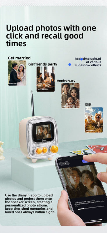 Pink Retro Pixel Art Bluetooth Speaker Smart Desktop Audio with LED Display DIY Animation Alarm Clock and Mini Games