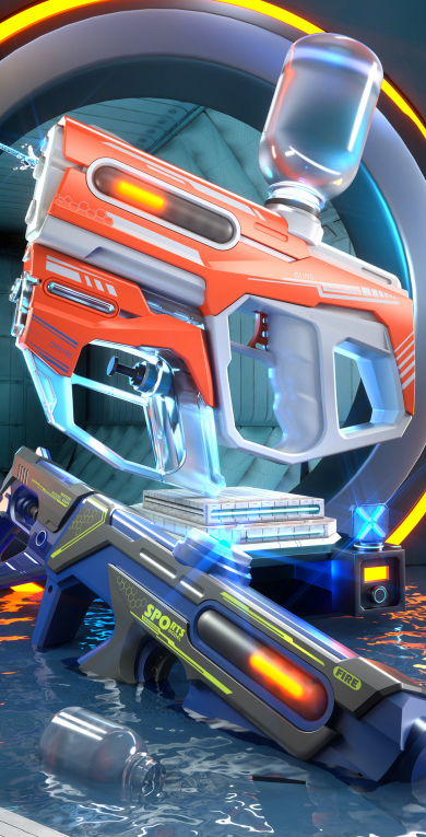 2-in-1 Electric Water Gun Automatic Squirt Blaster Set Detachable Mini Pistol High Capacity Summer Pool Toy Blue Grey