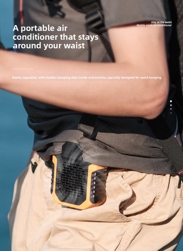 Portable Waist Clip Fan 6000mAh Rechargeable Personal Air Conditioner with Power Bank Function Heavy Duty Wearable Belt Fan for Tradies Camping and Outdoor Work Orange