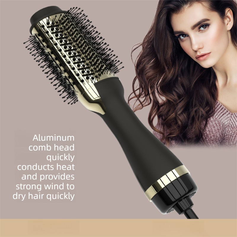 3-in-1 Hot Air Brush & Volumiser Hair Dryer Styler 1000W Ceramic Negative Ion Blowout Brush for Straightening and Curling Purple AU Plug