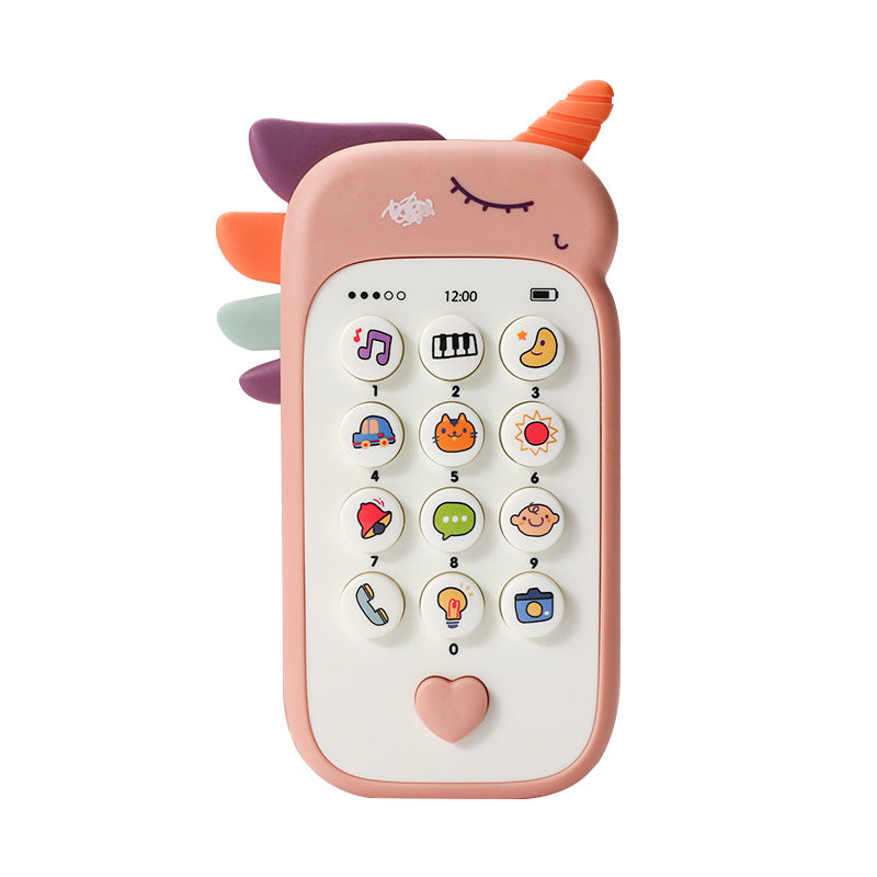 Unicorn Baby Toy Phone Music & Light Learning Mobile Teether for Toddlers Interactive English Educational Gift Yellow