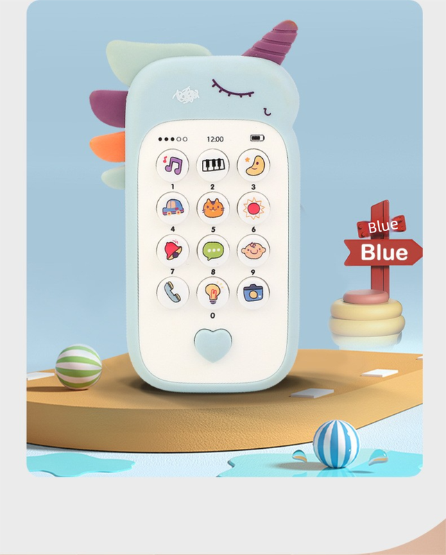 Unicorn Baby Toy Phone Music & Light Learning Mobile Teether for Toddlers Interactive English Educational Gift Yellow