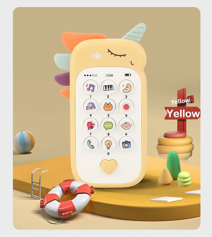 Unicorn Baby Toy Phone Music & Light Learning Mobile Teether for Toddlers Interactive English Educational Gift Yellow