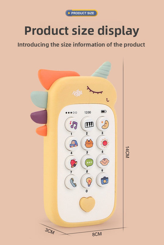 Unicorn Baby Toy Phone Music & Light Learning Mobile Teether for Toddlers Interactive English Educational Gift Blue