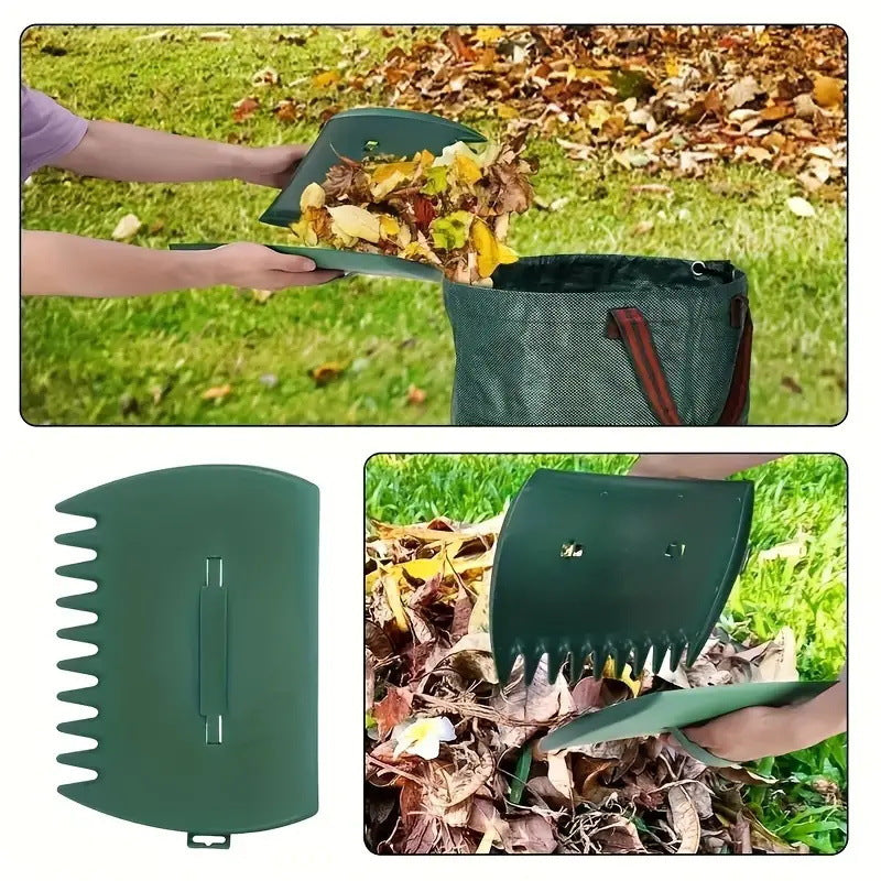 Pair of Horticultural Leaf Rake Hand Tools Set Large Plastic Claw Grabber Ideal for Collecting Yard Debris, Grass Clippings, and Scraps Yellow