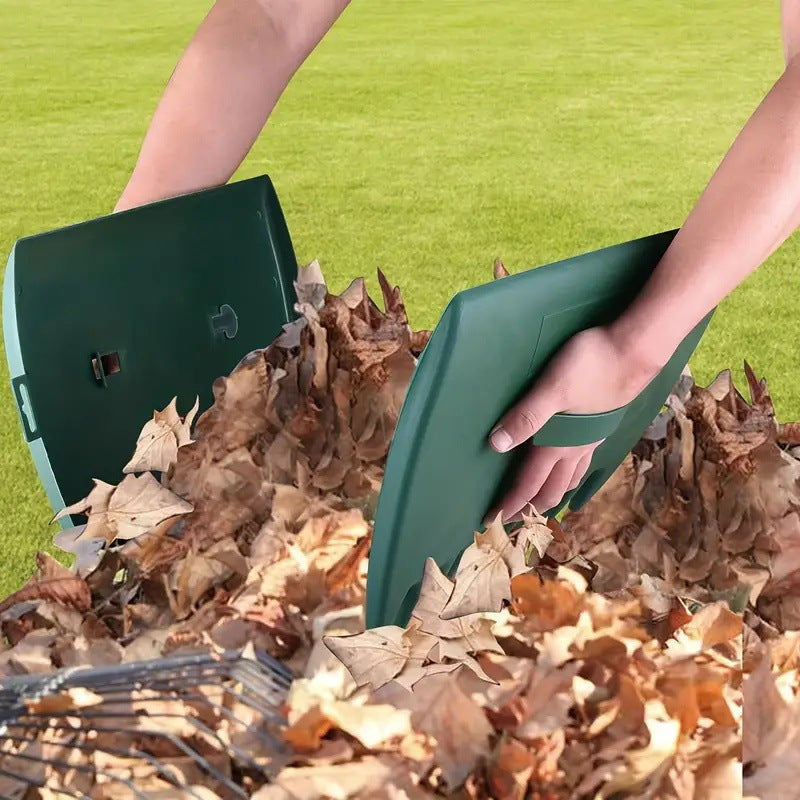 Pair of Horticultural Leaf Rake Hand Tools Set Large Plastic Claw Grabber Ideal for Collecting Yard Debris, Grass Clippings, and Scraps Light green