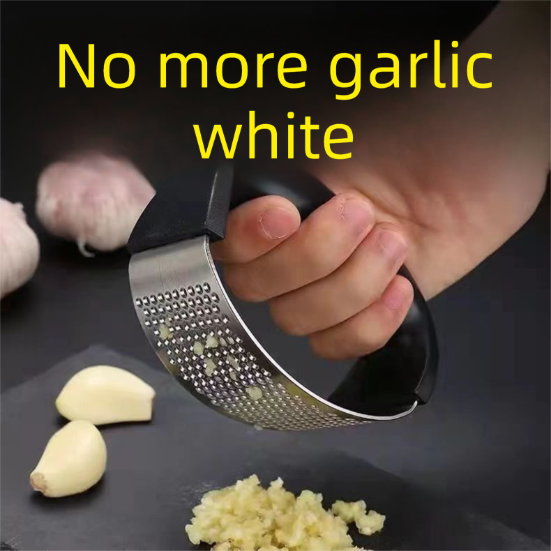Black Stainless Steel Garlic Press Rocker Ergonomic Garlic Crusher and Ginger Mincer Professional Kitchen Tool