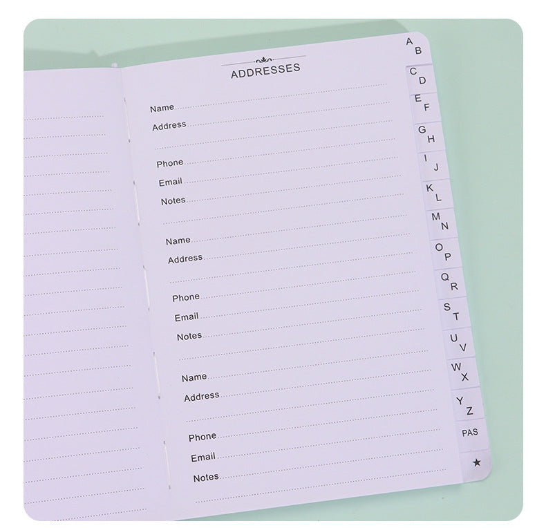 Black Address Book with Alphabetical Tabs B6 Hardcover Telephone & Contact Organizer with Pen Holder & Elastic Band for Home Office