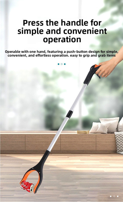 Blue and Black Handle Foldable Grabber Reacher Tool - 83cm Aluminium Litter Picker with Magnetic Tip - Lightweight Mobility Aid for Garden & Home Rubbish Cleanup