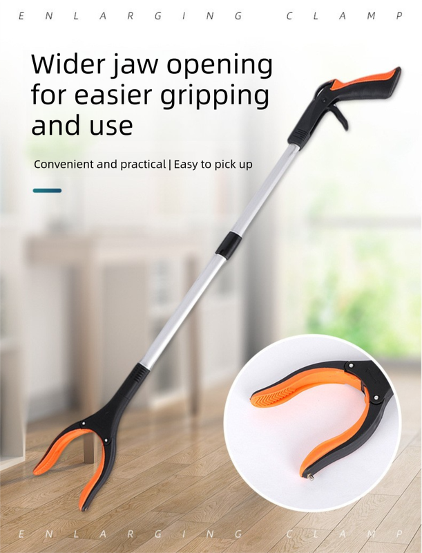 Yellow and Black Handle Foldable Grabber Reacher Tool - 83cm Aluminium Litter Picker with Magnetic Tip - Lightweight Mobility Aid for Garden & Home Rubbish Cleanup