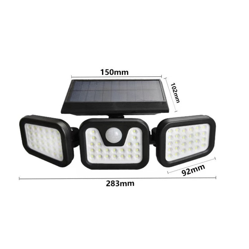 Solar Outdoor Security Lights Motion Sensor 74 LED - 3 Adjustable Heads Flood Light IP65 Waterproof for Garden Garage & Driveway