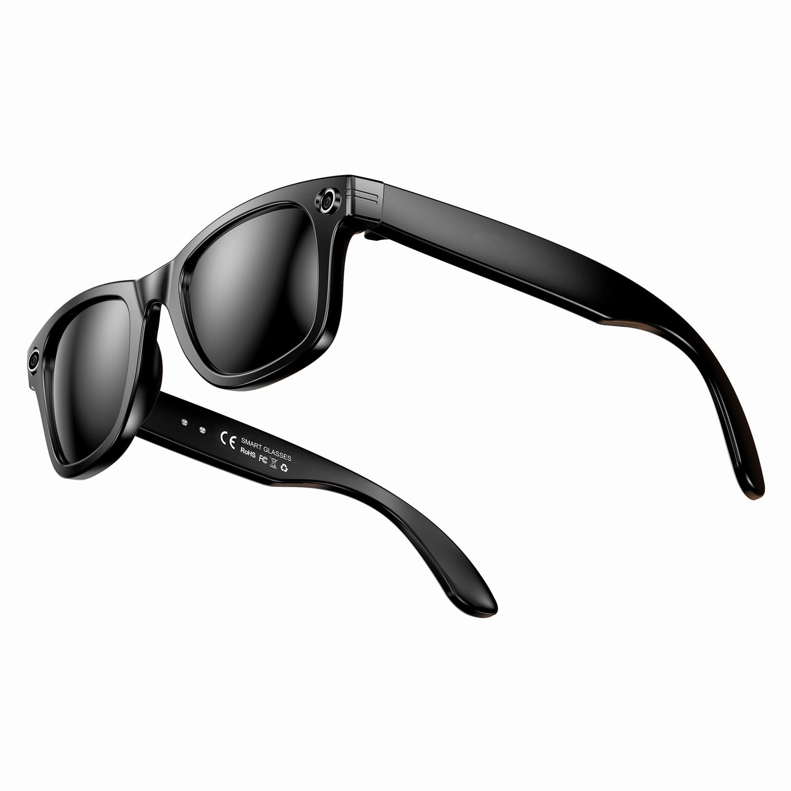 Black Smart AI Camera Sunglasses 8MP HD Video Sunglasses Supports Bluetooth Audio & WiFi Transmission - Hands-free recording with electronic image stabilization Ideal for vlogging, driving, and outdoor adventures