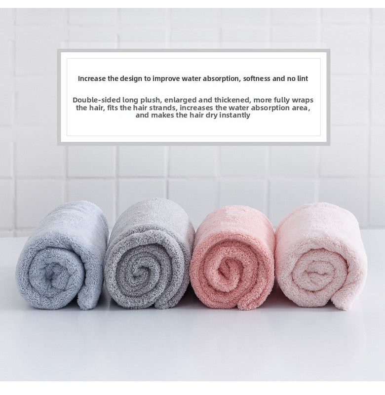 Soft Microfibre Hair Drying Towel Wrap - Super Absorbent Coral Fleece Turban with Secure Button - Quick Dry Bath Head Cap for Wet Hair & Spa - Crimson