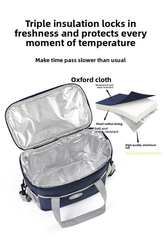 Large Insulated Cooler Bag Thermal Lunch Tote 16L Capacity with Adjustable Shoulder Strap for Picnics Camping & Work Black