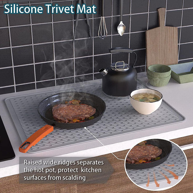 Silicone Stove Top Cover 71x50x0.3cm Heat Resistant Electric Cooktop Protector Mat for Kitchen Benchtop and Laundry Black