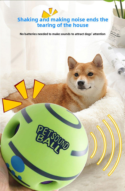 2 Pack Interactive Dog Giggle Ball Toy 8.8cm - Wobble Sound Fetch Toy for Puppies & Small to Medium Dogs - No Batteries Required - Green