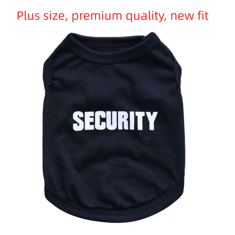 2 Pack "SECURITY" Pet Vest - Black & Yellow with Orange Trim - Breathable Cotton Dog T-Shirt for Puppies & Cats - Size S (Chest 36cm)