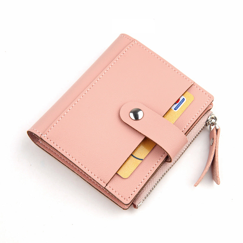 Women's Small Wallet PU Leather Card Holder with Zipper Coin Pocket - Blue Short Purse with 9 Card Slots & ID Window - Compact Bifold Design for Ladies