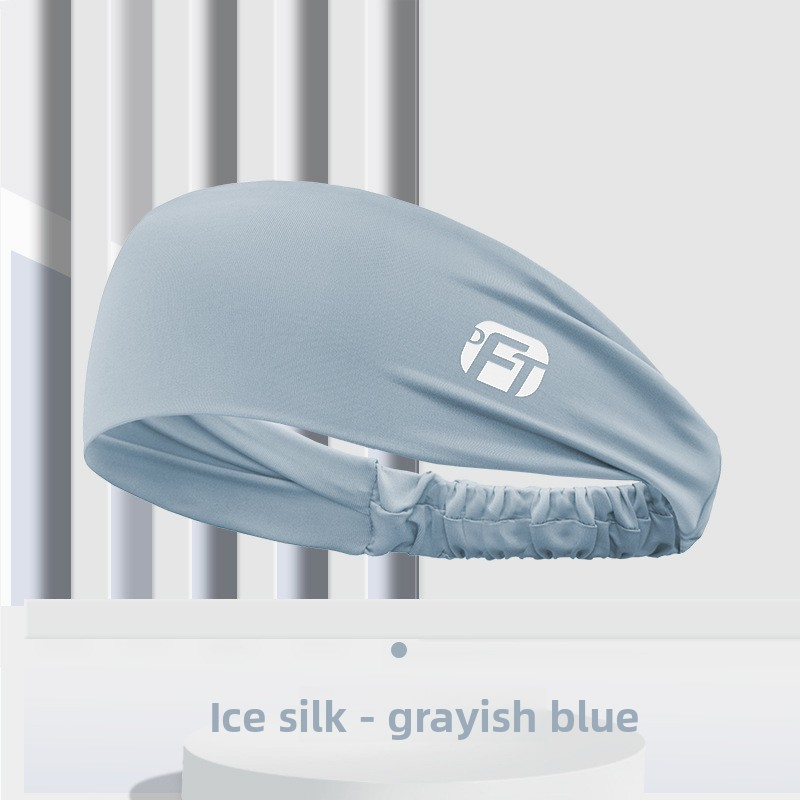 3 PCS Cooling Sports Headband Ice Silk Moisture Wicking Sweat Band for Running Gym & Yoga Non Slip Stretchy Black Blue & Grey