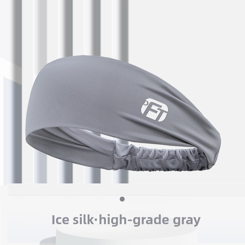 3 PCS Cooling Sports Headband Ice Silk Moisture Wicking Sweat Band for Running Gym & Yoga Non Slip Stretchy Black Blue & Grey