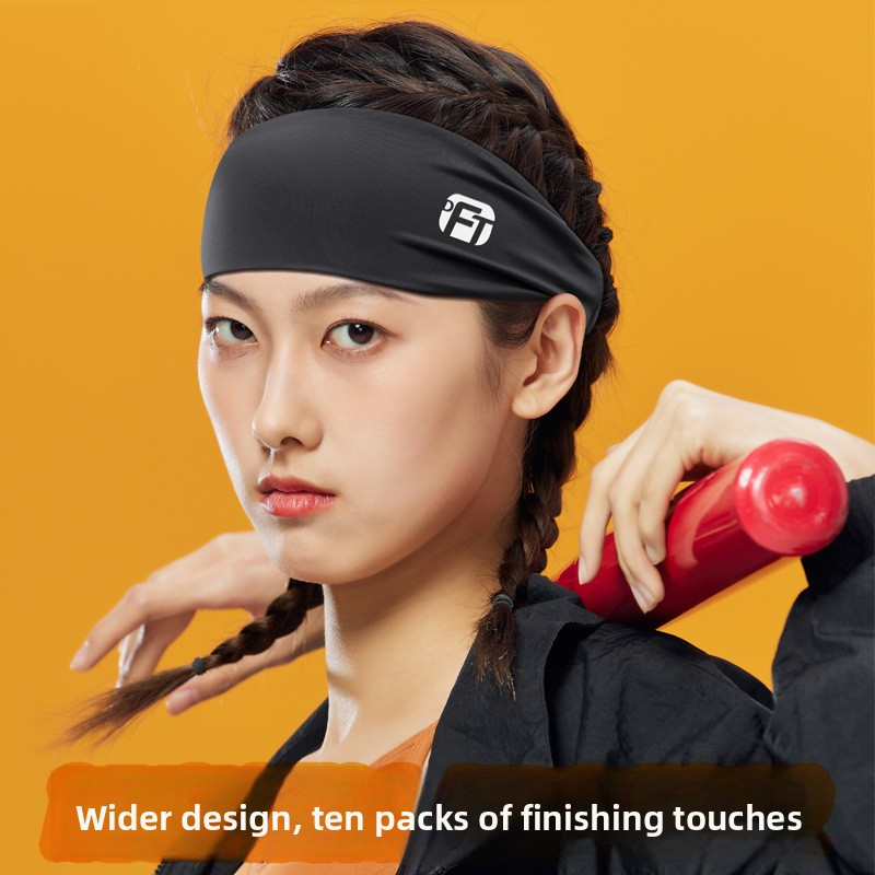 3 PCS Cooling Sports Headband Ice Silk Moisture Wicking Sweat Band for Running Gym & Yoga Non Slip Stretchy Black Blue & Grey