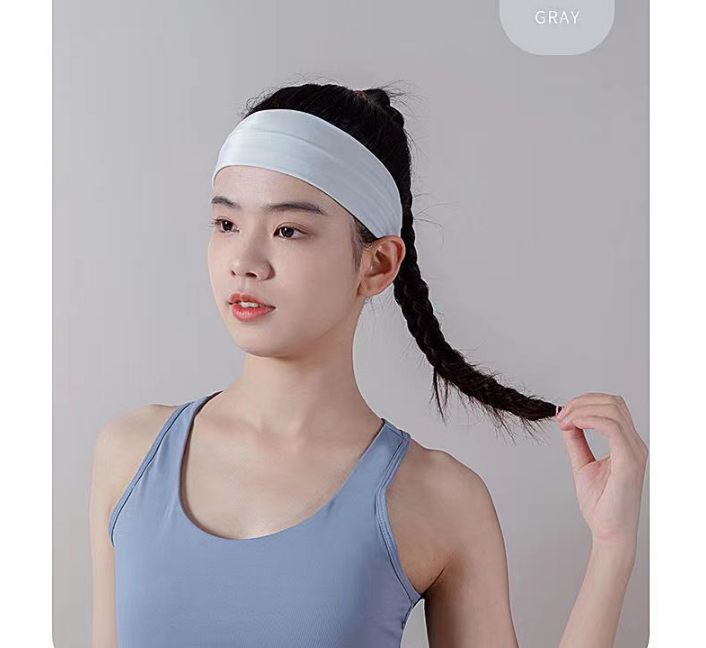 2 Pack Sports Headband with Silicone Sweat Guide Non-Slip Moisture Wicking Hair Band for Running Yoga Gym Fitness Quick Dry Breathable (Blue & Grey)