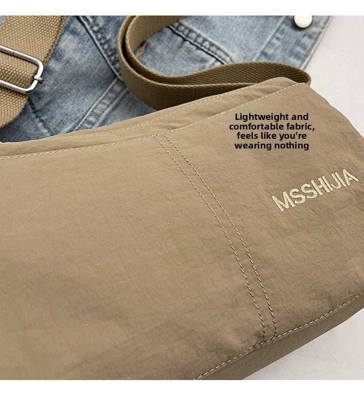Women's Nylon Crossbody Bag Multi-Pocket Water Resistant Shoulder Messenger Handbag Lightweight Casual Satchel with Adjustable Wide Strap for Travel and Daily Use Khaki