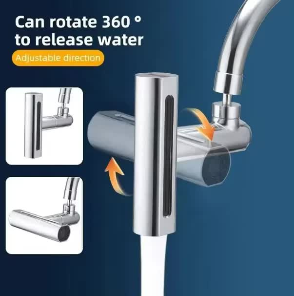 Waterfall Kitchen Tap Extender 4 Spray Modes 360 Swivel Faucet Aerator Flying Rain Nozzle High Pressure Sink Attachment Universal Fit Chrome Finish