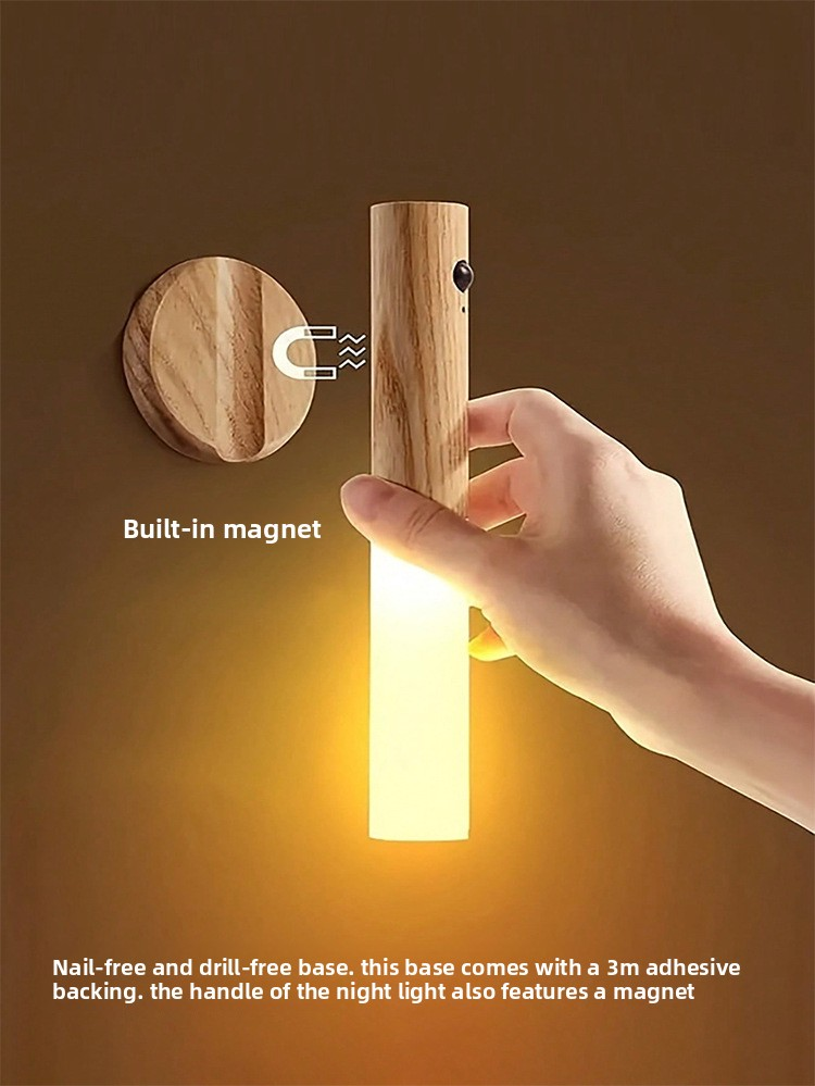 White Motion Sensor Night Light LED Rechargeable Magnetic Stick Wall Lamp Smart Wireless Batten for Hallway Staircase Nursery Warm White