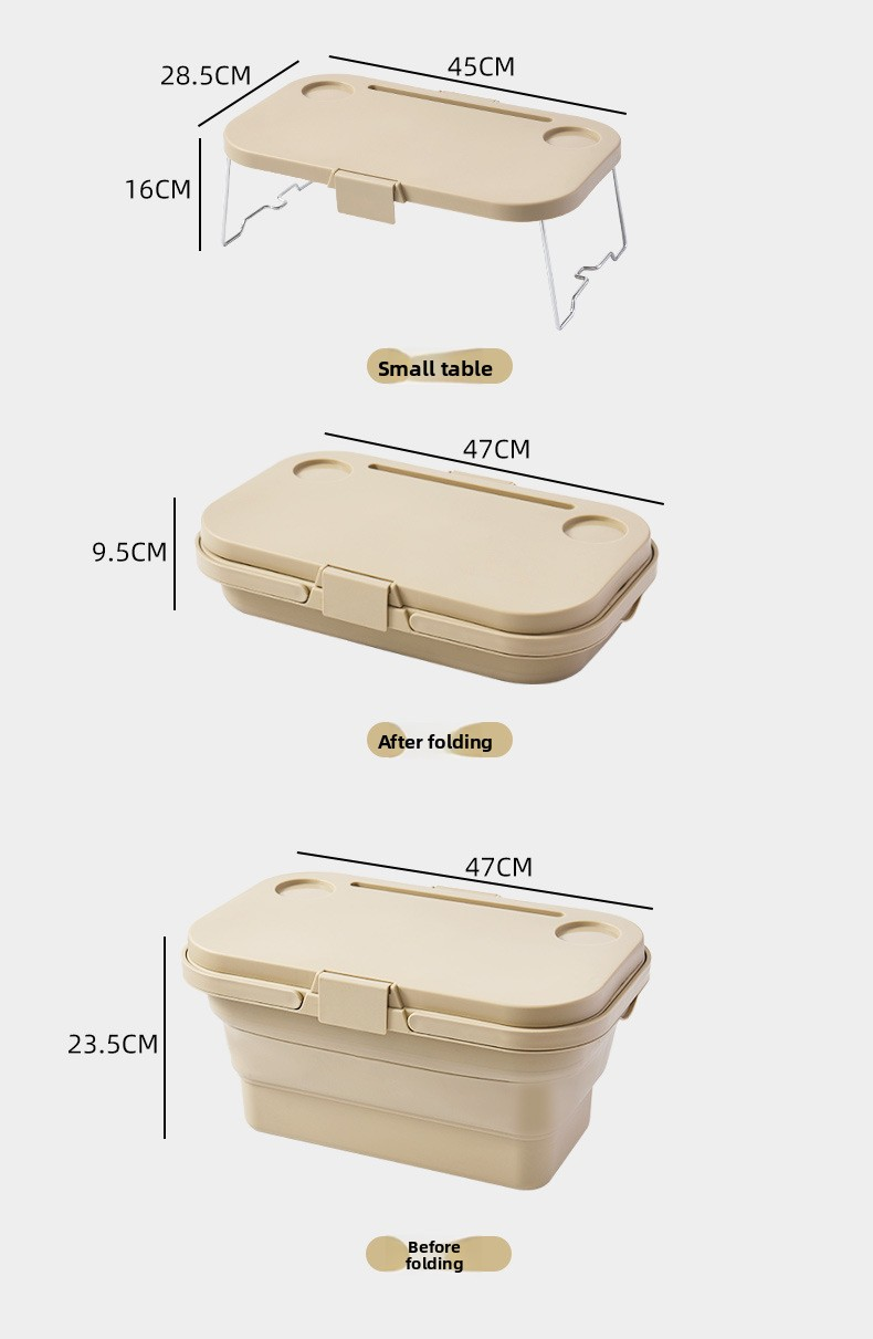Collapsible Picnic Basket with Mini Table Lid Portable Folding Storage Crate with Cup Holders and Phone Stand Multi-Functional Outdoor Camping Sink Basin Green