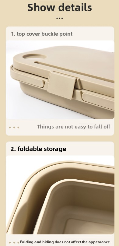 Collapsible Picnic Basket with Mini Table Lid Portable Folding Storage Crate with Cup Holders and Phone Stand Multi-Functional Outdoor Camping Sink Basin Grey