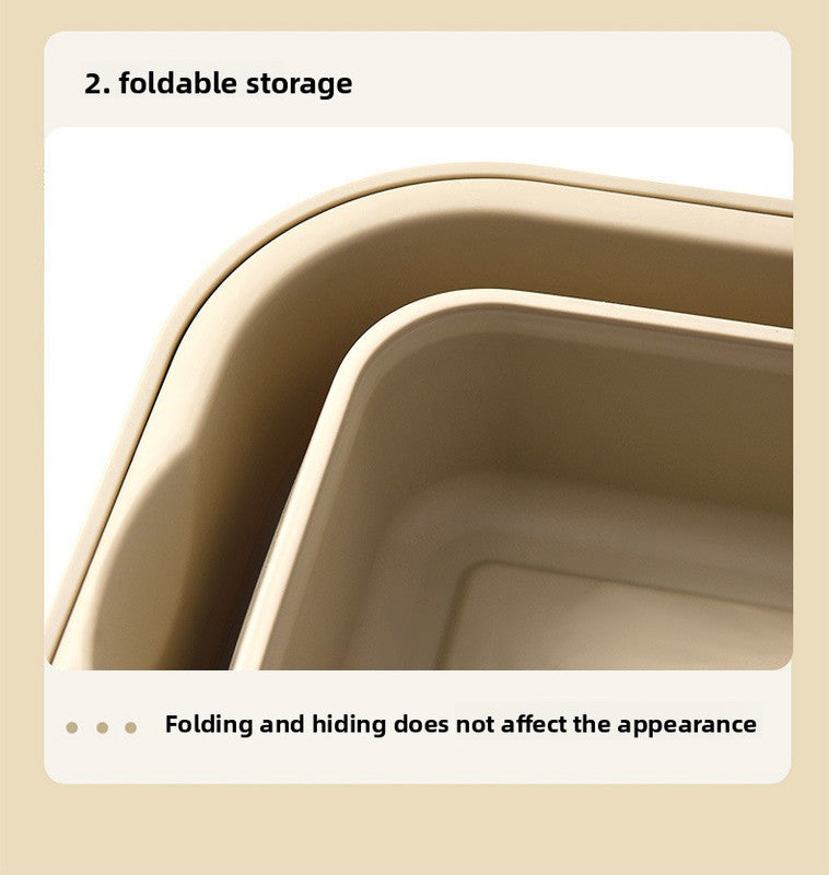 Collapsible Picnic Basket with Mini Table Lid Portable Folding Storage Crate with Cup Holders and Phone Stand Multi-Functional Outdoor Camping Sink Basin Grey