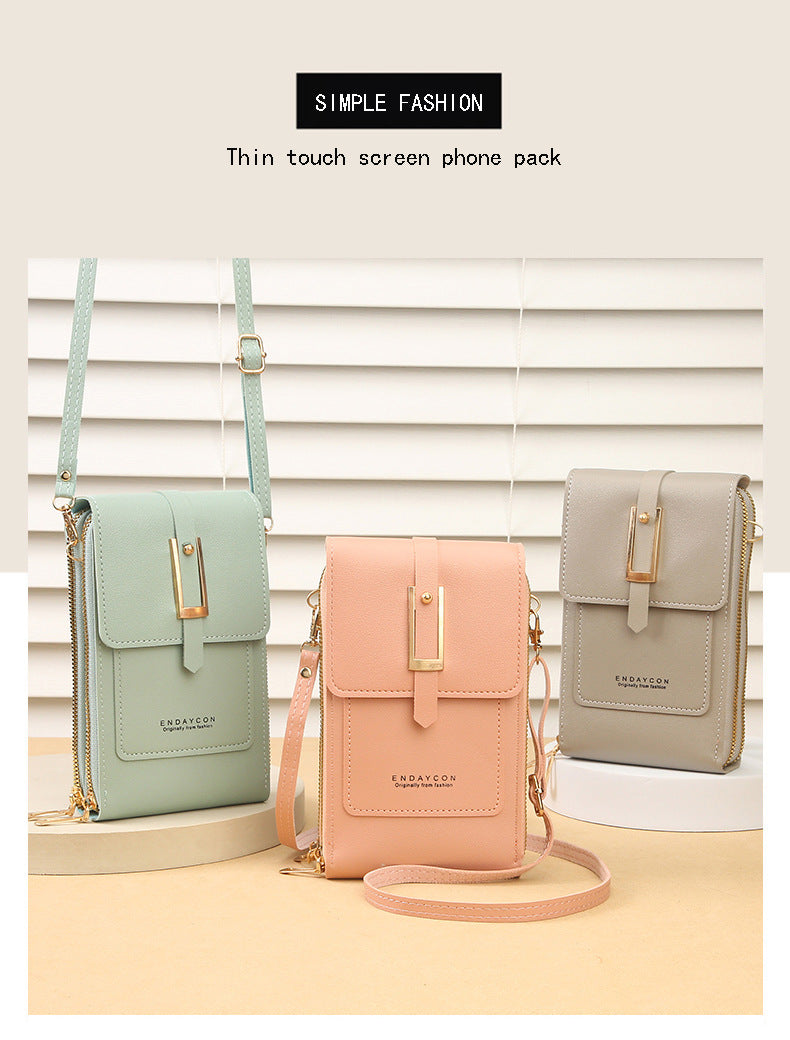 Women's Crossbody Phone Bag with Clear Touch Screen Window PU Leather Wallet Purse Multi-Pocket Shoulder Handbag Adjustable Strap Card Holder Red