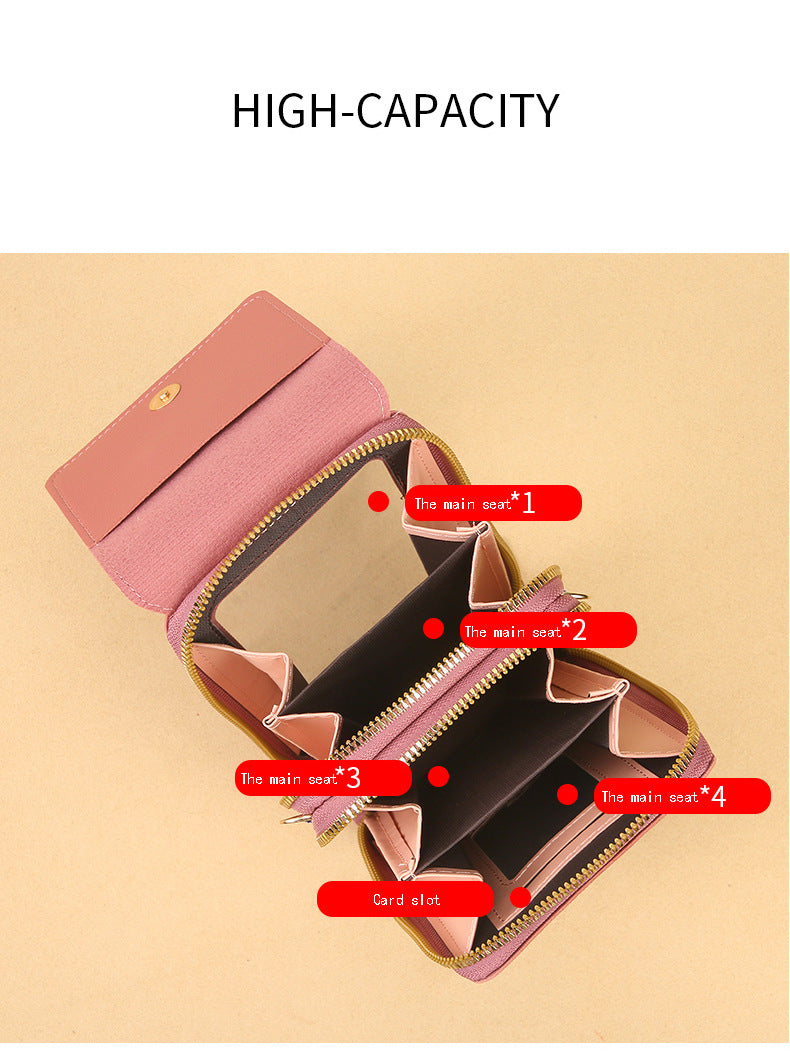 Women's Crossbody Phone Bag with Clear Touch Screen Window PU Leather Wallet Purse Multi-Pocket Shoulder Handbag Adjustable Strap Card Holder Brown