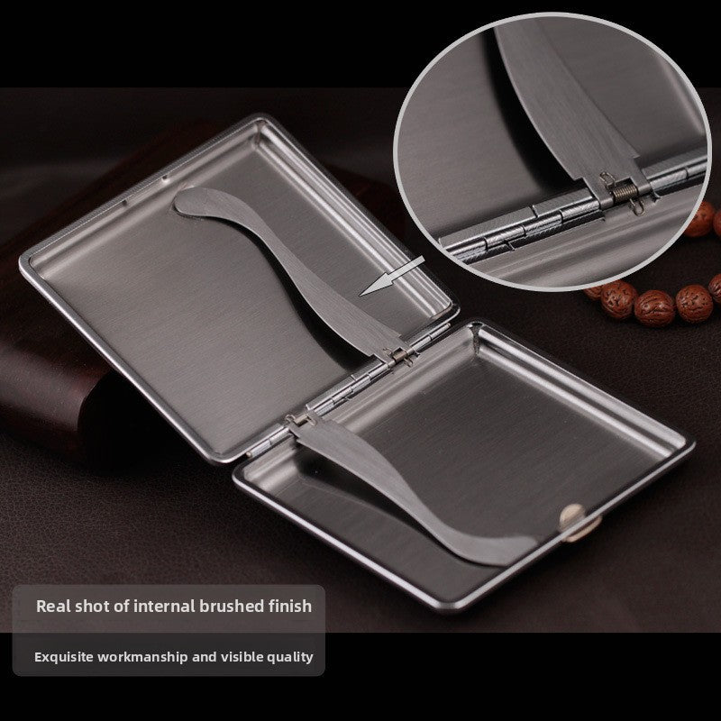 Genuine Leather Cigarette Case Crocodile Pattern Embossed Dark Brown 20 Stick Capacity Retro Vintage Style Metal Frame Hard Shell Box Mens Gift