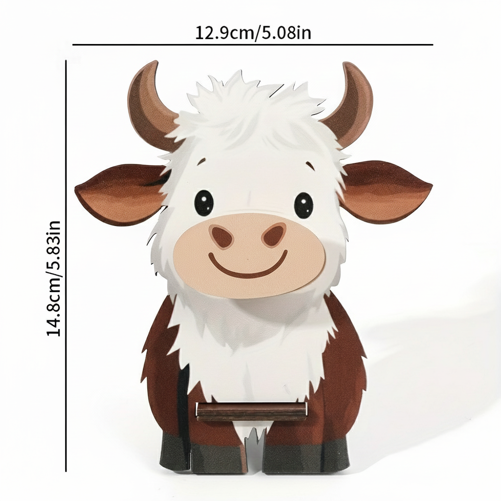 6 PCS Wooden Eyeglass Holder Stand Cute Animal Spectacle Rack Highland Cow Pig Cat Gnome Desktop Sunnies Display Gift for Home Office