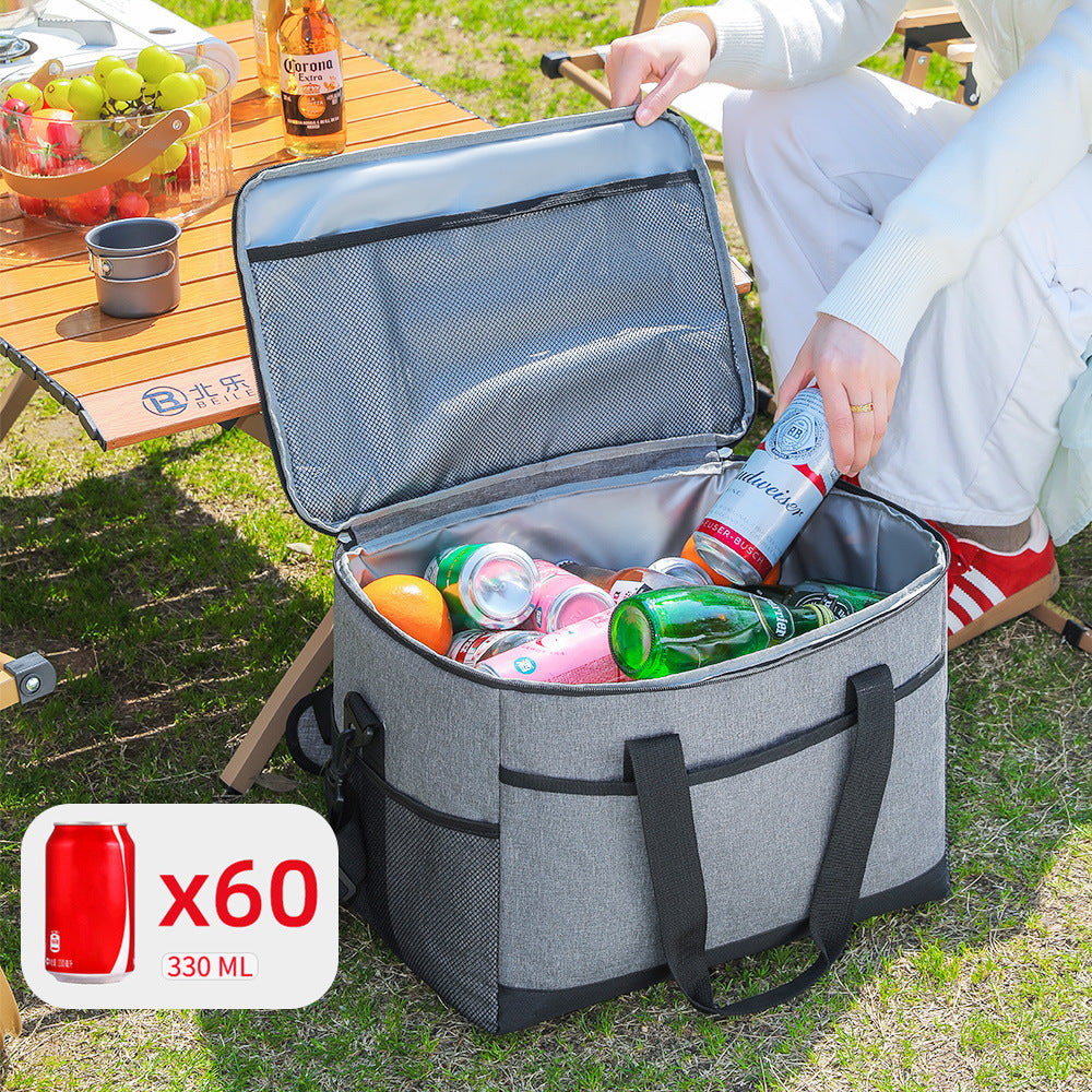 Large 35L Insulated Cooler Bag Soft Sided Leakproof Thermal Tote for Camping Beach Picnic BBQ Heavy Duty Grocery Carrier Grey