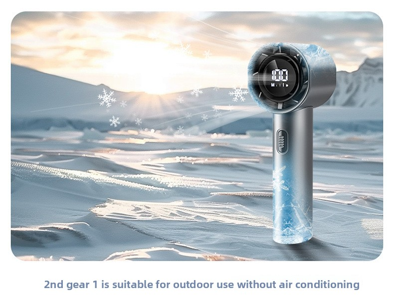 High Speed Handheld Turbo Fan Champagne Gold 3 Adjustable Speeds LED Display Portable Personal Cooling Fan Rechargeable for Travel Office Outdoor