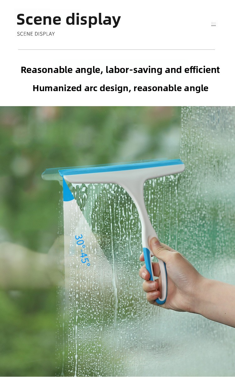 2 PCS Window Squeegee Glass Wiper Shower Screen Cleaner Tool with TPR Blade Non Slip Handle for Bathroom Mirror and Car Windscreen Blue and Green